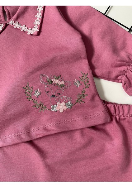 Minicixbebe Gül Kurusu Yaka ve Kol Güpür Detaylı Kız Bebek Takım fiyatları