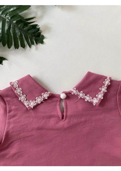 Minicixbebe Gül Kurusu Yaka ve Kol Güpür Detaylı Kız Bebek Takım modelleri