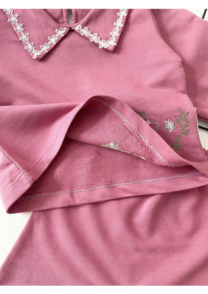 Minicixbebe Gül Kurusu Yaka ve Kol Güpür Detaylı Kız Bebek Takım fırsatları