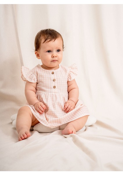 KD53395 Pıtı Kare Desenli Kız Bebek Elbisesi (6-36 Ay fiyatları