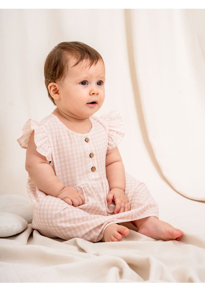 KD53395 Pıtı Kare Desenli Kız Bebek Elbisesi (6-36 Ay modelleri