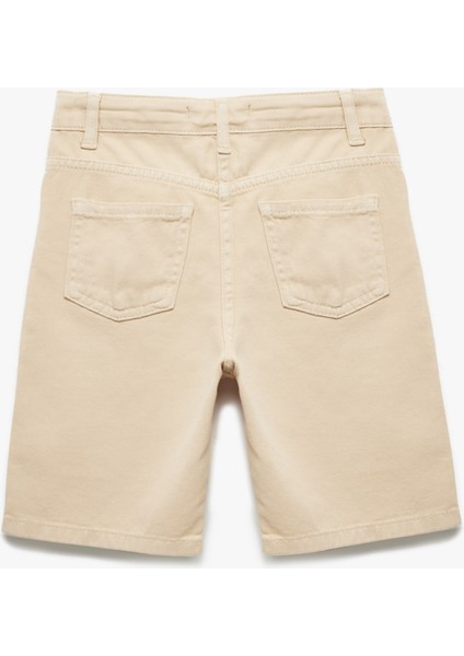 Pamuklu Beli Ayarlanabilir Lastikli Düğmeli Slim Fit Jean Şort fiyatları