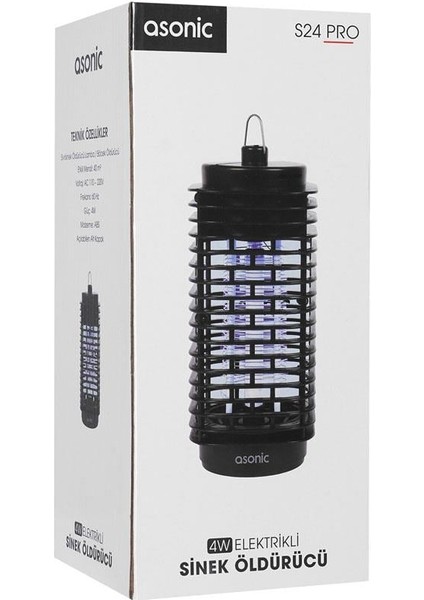 Asonıc S24 Pro 4W Siyah LED Işıklı Sinek Öldürücü fırsatları