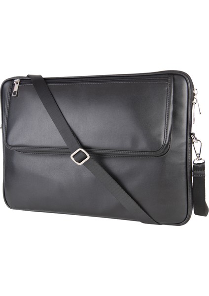 S.deri Laptop Çantası,tablet Çantası,14'' Inç,vegan,omuz ve Valiz Askılı,aksesuar ve Evrak Cepli,25.5*36*2 Cm.,siyah