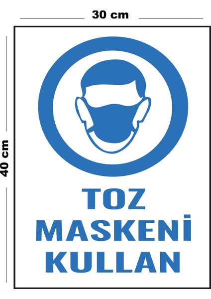 Metal Toz Maskeni Kullan 30 cm x 40 cm A3 Büyüklüğünde Uyarı Levhası Yönlendirme Tabelası