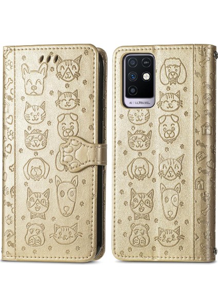 Infinix Not 10 Karikatür Hayvanlar Için Kılıf Kısa Kayış Darbeye Flip Case (Yurt Dışından)