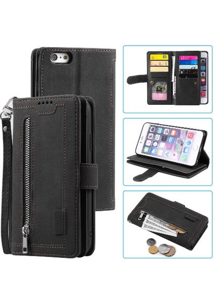 Iphone 6 Için Flip Case Artı/6s Artı Kordon Cüzdan Kickstand 9 Kart Yuvaları (Yurt Dışından)
