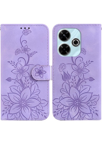 Xiaomi Poco M6 4g Kabartmalı Zambak Manyetik Kickstand Kart Için Flip Case (Yurt Dışından) fırsatları