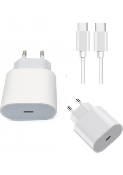 Apple Uyumlu 20W Şarj Adaptorü Type-C Başlık + Type C To Type C Kablo- Yüksek Kalite - 20W Power Adapter modelleri
