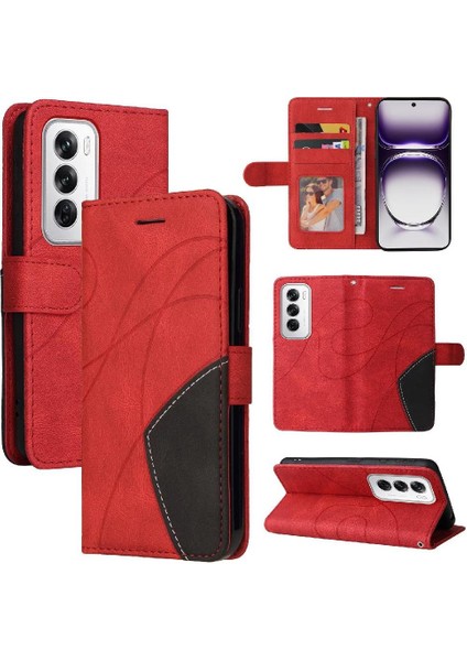 Kart Yuvası Standı Rengi ile Oppo Oppo 12 5g Deri Cüzdan Için Flip Case (Yurt Dışından)