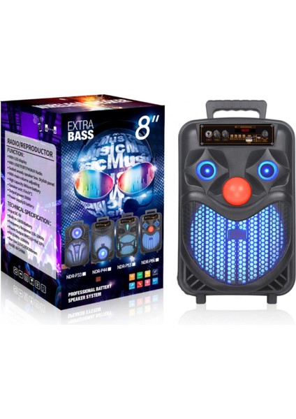 8'' Taşınabilir Bluetooth Yüksek Güçlü Karaoke Kablosuz Dj Bt Taşınabilir Ev Dış Mekan Ses Sistemi