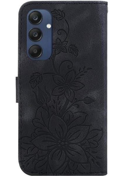 Samsung Galaxy M35 Kickstand Manyetik Kabartmalı Zambak Cüzdan Için Flip Case (Yurt Dışından)