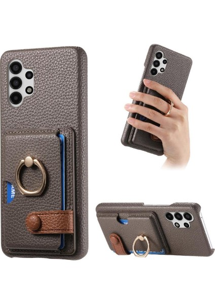 Samsung Galaxy A13 4g Premium Dokulu Deri Halka Standı Kartı (Yurt Dışından)