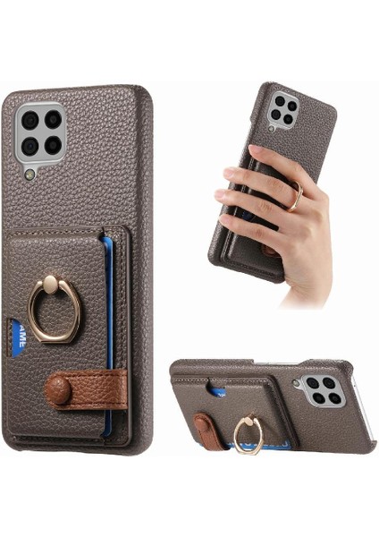 Samsung Galaxy A22 4g Kart Yuvaları Premium Dokulu Deri Yüzük (Yurt Dışından)