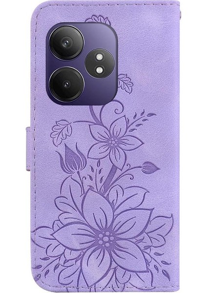 Realme Gt Neo6 Se Cüzdan Manyetik Kickstand Kabartmalı Zambak Için Flip Case (Yurt Dışından)