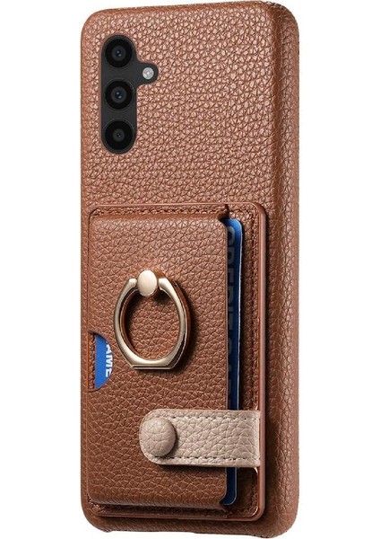 Samsung Galaxy A34 Halka Standı Kart Yuvaları Premium Dokulu Deri (Yurt Dışından)