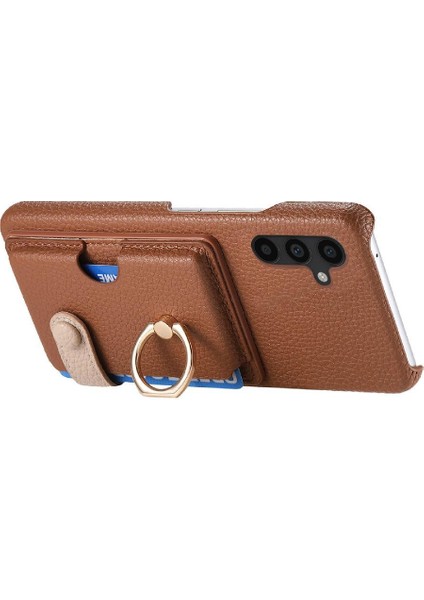 Samsung Galaxy A34 Halka Standı Kart Yuvaları Premium Dokulu Deri (Yurt Dışından)