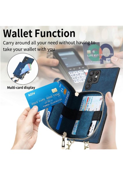 Samsung Galaxy S22 Ultra Premium Deri Fermuar Kapatma 7 Kart (Yurt Dışından) modelleri