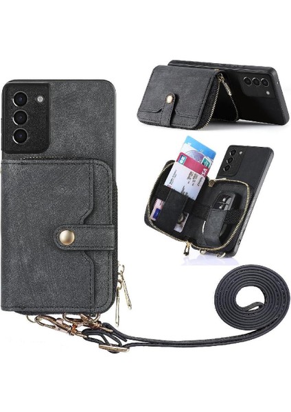 Samsung Galaxy S21 Ayarlanabilir Kordon Premium Deri 7 Kart (Yurt Dışından)