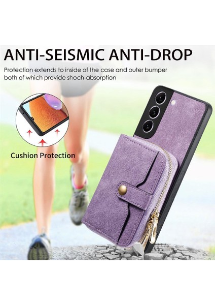 Samsung Galaxy S22 Artı Premium Deri Ayarlanabilir Kordon Fermuar (Yurt Dışından)