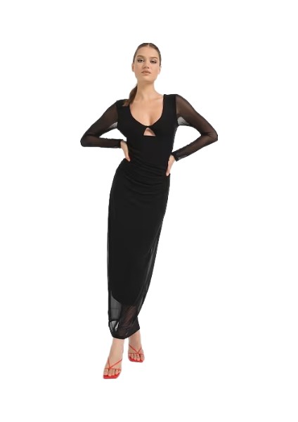 Kadın Siyah Uzun Elbise 15331585