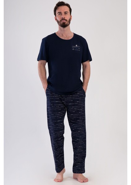 Erkek Kısa Kol Lacivert Pijama Takım C0T3N1O804