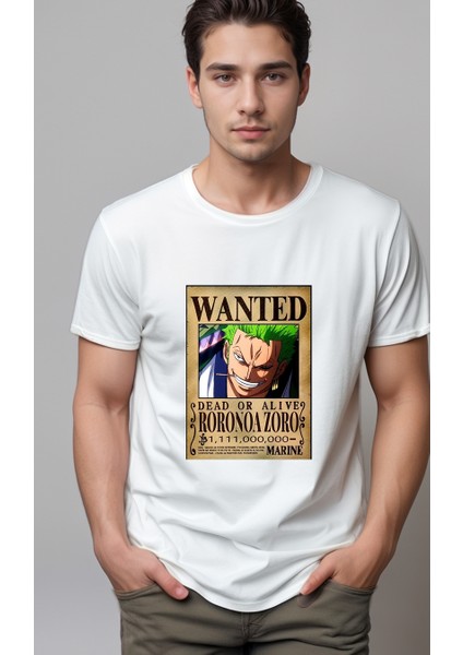 One Piece Wanted Zoro Baskılı Unisex Tshirt