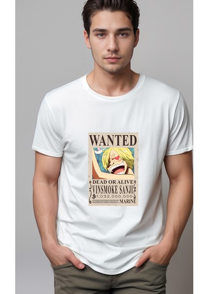 One Piece Wanted Sanji Baskılı Unisex Tshirt