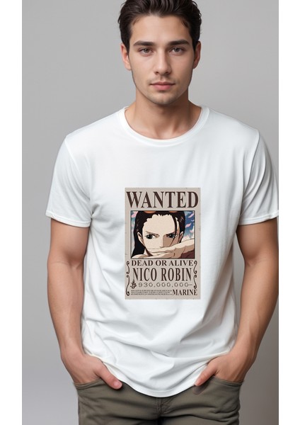 One Piece Wanted Nico Robin Baskılı Unisex Tshirt