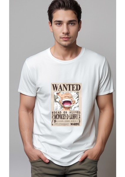 One Piece Wanted Luffy Baskılı Unisex Tshirt
