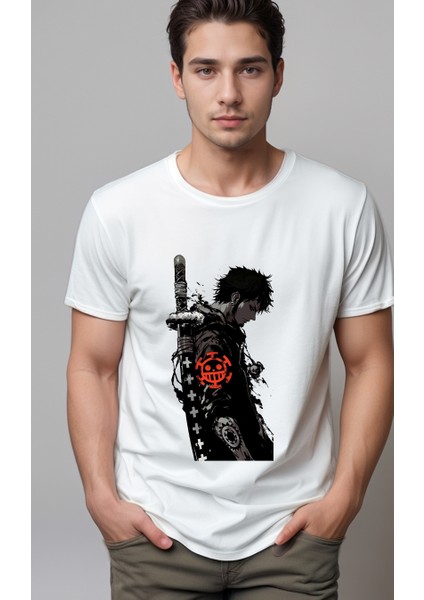 One Piece Trafalgar Law Baskılı Unisex Tshirt