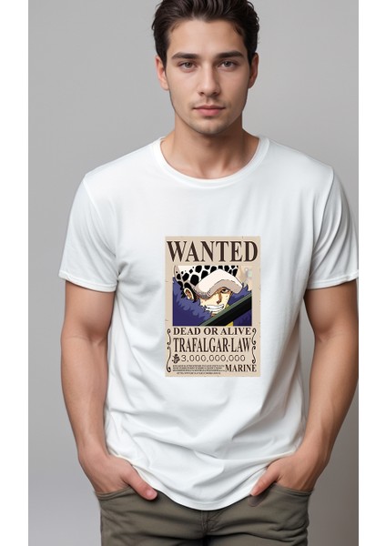 One Piece Wanted Trafalgar Law Baskılı Unisex Tshirt
