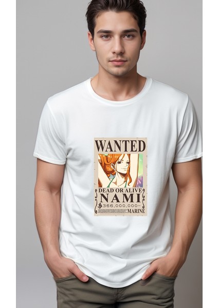 One Piece Wanted Nami Baskılı Unisex Tshirt