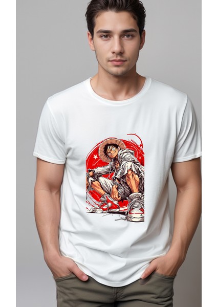 One Piece Luffy Baskılı Unisex Tshirt