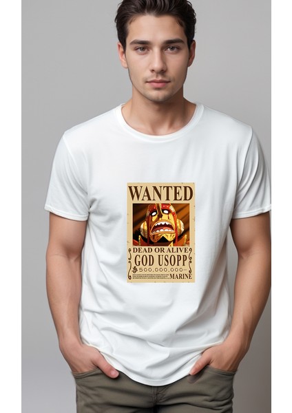 One Piece Wanted Usopp Baskılı Unisex Tshirt