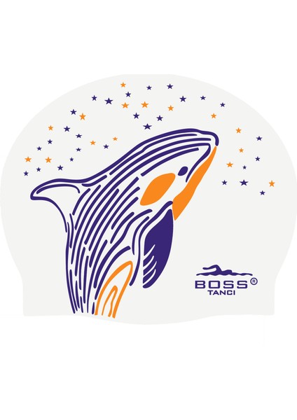 Premıum Serıes Balina Baskılı Silikon Bone Yüzücü Havuz ve Deniz Bonesi