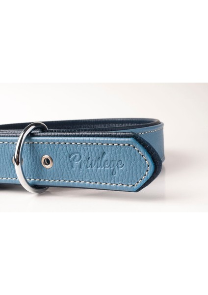 Luxury Flotter Hakiki Deri Köpek Boyun Tasması Xs Mavi Lacivert 2,5X29-37 cm 1 Adet