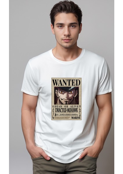 One Piece Wanted Mihawk Baskılı Unisex Tshirt