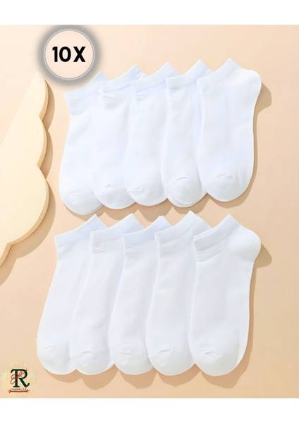 Unisex 10 Çift Ekonomik Beyaz Patik Pamuk Çorap