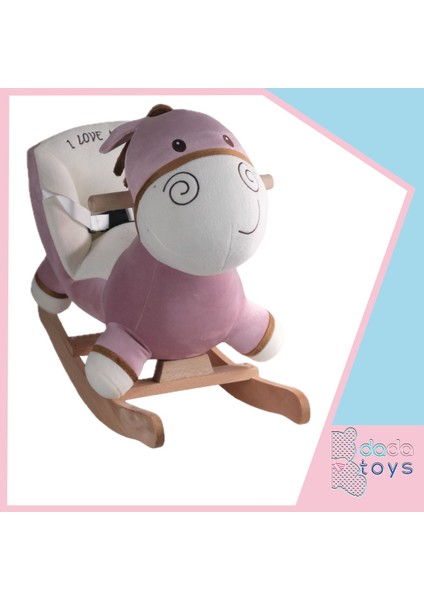 Sallanan Doldurulmuş At Peluş Rocker 60 cm Pembe-Beyaz Yktsn