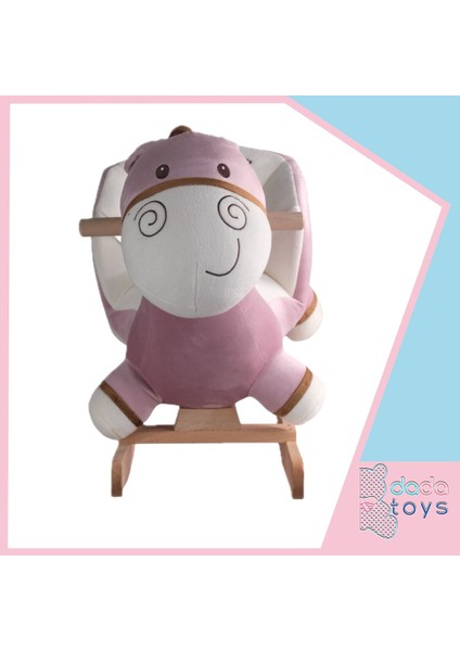Sallanan Doldurulmuş At Peluş Rocker 60 cm Pembe-Beyaz Yktsn