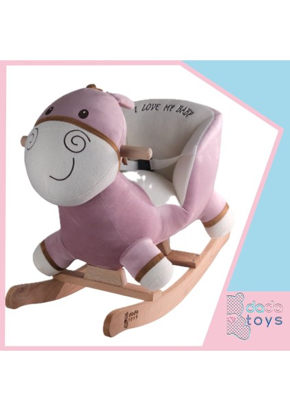 Sallanan Doldurulmuş At Peluş Rocker 60 cm Pembe-Beyaz Yktsn