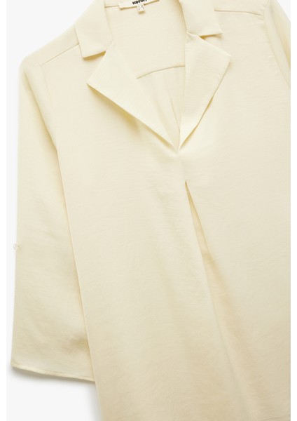 Kaçık Yaka 3/4 Kollu Aerobin Kumaş Saten Bluz modelleri