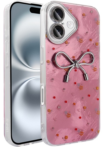 iPhone 16 Kılıf Kamera Korumalı Figürlü Klcr Ponti Silikon Kapak - Açık Pembe