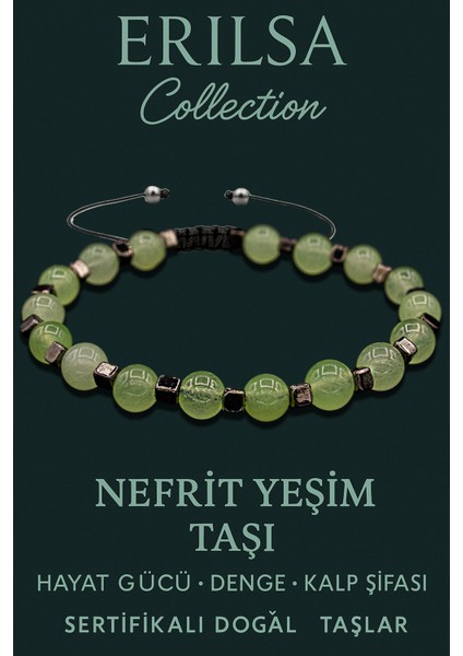Sertifikalı Terahertz & Nefrit Yeşim Taşı Bileklik – Huzur, Denge ve Koruma