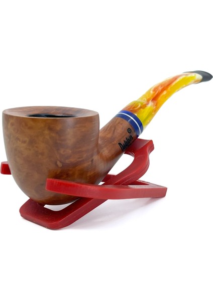 Bent Billiard Briar (Gül Kökü) 9 mm Filtreli El Yapımı Pipo - 2435