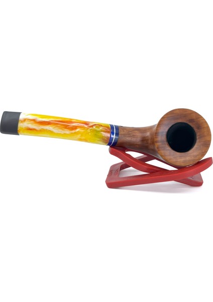 Bent Billiard Briar (Gül Kökü) 9 mm Filtreli El Yapımı Pipo - 2435