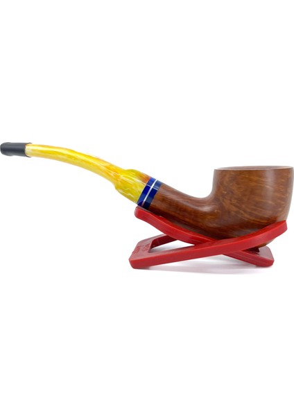Bent Billiard Briar (Gül Kökü) 9 mm Filtreli El Yapımı Pipo - 2435