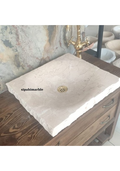 Bej Mermer Kare Tasarım Lavabo fırsatları