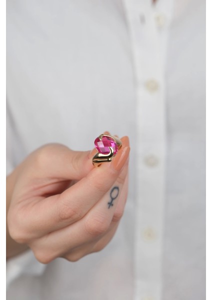14 Ayar Altın Pembe Taşlı Yüzük 891 fırsatları
